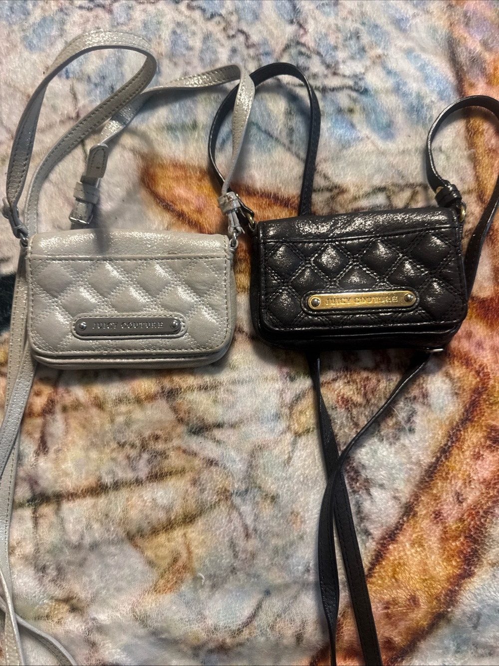Juicy Couture Quilted Mini Crossbody Duo - Black & Silver